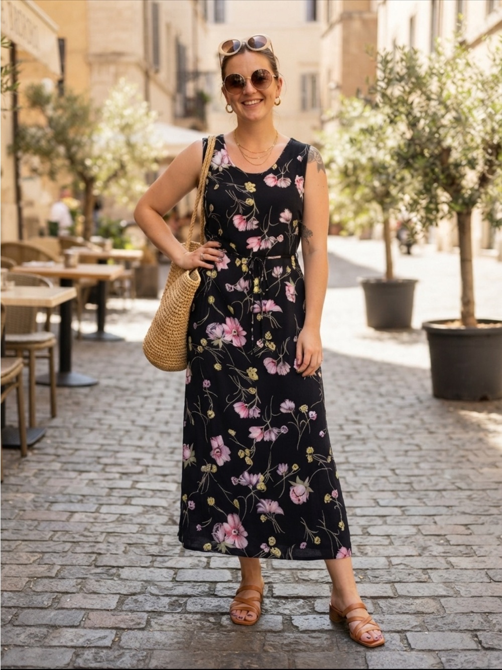 Vintage R&K Originals Floral Midi Dress Womens Size 16 90s Grunge Rayon